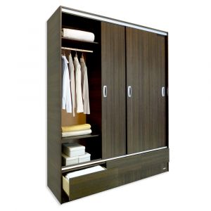 Placard 3 Puertas Corredizas 3 Cajones PLATINUM MAX 633 Color Tabaco