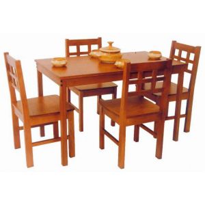 Juego de Mesa y 4 Sillas INNOVA CHICAGO 120CM Cedro