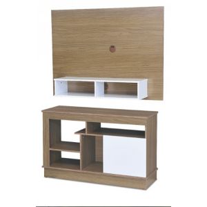 Rack MAXIMO Siena Nogal/Blanco + Panel TV