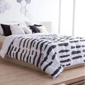 Cubrecama 2 1/2 CASABLANCA ORO 2104/6014 Estampado Digital Rayas Blanco/Negro