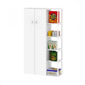 Armario Despensero Multiuso 2 Puertas DIELFE DO60E 151Cm con Estantería Lateral Blanco