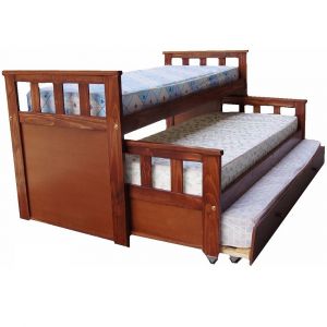 Cama 1 Plaza CRAVERO Nido con 2 Camas Auxiliares Color Cedro 20420