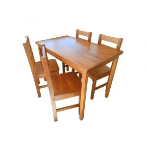 Juego de Mesa y 4 Sillas INNOVA CHICAGO 120CM Miel