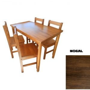 Juego de Mesa y 4 Sillas INNOVA CHICAGO 120CM Nogal