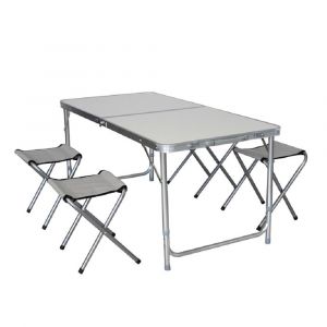 Combo OUTDOOR Plegable Mesa + 4 Banquitos Aluminio