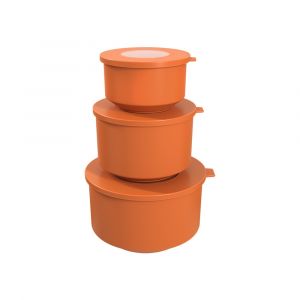 Juego De 3 Contenedores De Plástico COZA (500Ml, 1L, 2L) Hoop Naranja