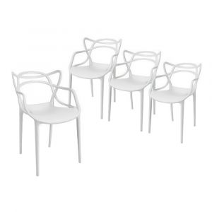 Combo de 4 Sillas de Jardín QUALITY PLASTIC Master Blanco