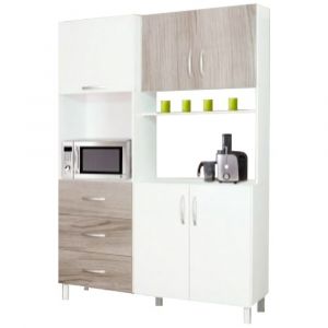 Mueble Aparador de Cocina 5 Puertas 3 Cajones MAXIMO Blanco/Gris