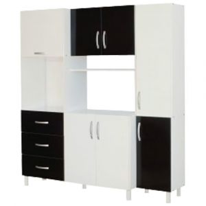 Mueble Aparador De Cocina 7 Puertas 3 Cajones MÁXIMO Blanco/Negro