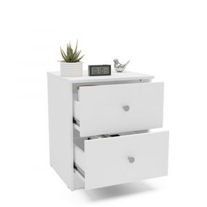 Mesa de Luz 2 Cajones POLITORNO Gandu Blanco