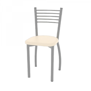 Silla de Caño Gris con Asiento Tapizado Beige DIELFE S3500