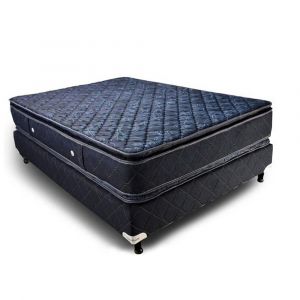 Sommier y Colchón de Resortes 2 Plazas 140cm x 190cm MAXIKING Espejo de Luna Tela Matelaseada con Pillow Top