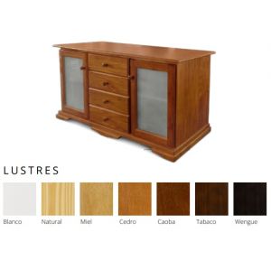 Modular  Vajillero PATRIA 170 cm con Puerta de Vidrio Caoba